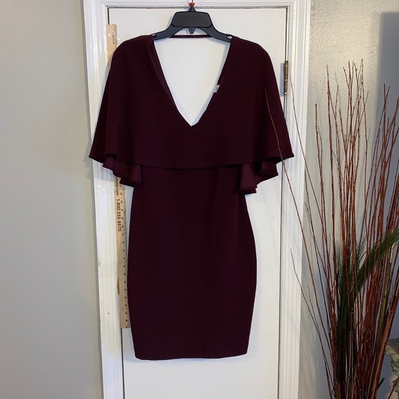 Badgley mischka Wine ruffle dress like new size 4 - Picture 1 of 7